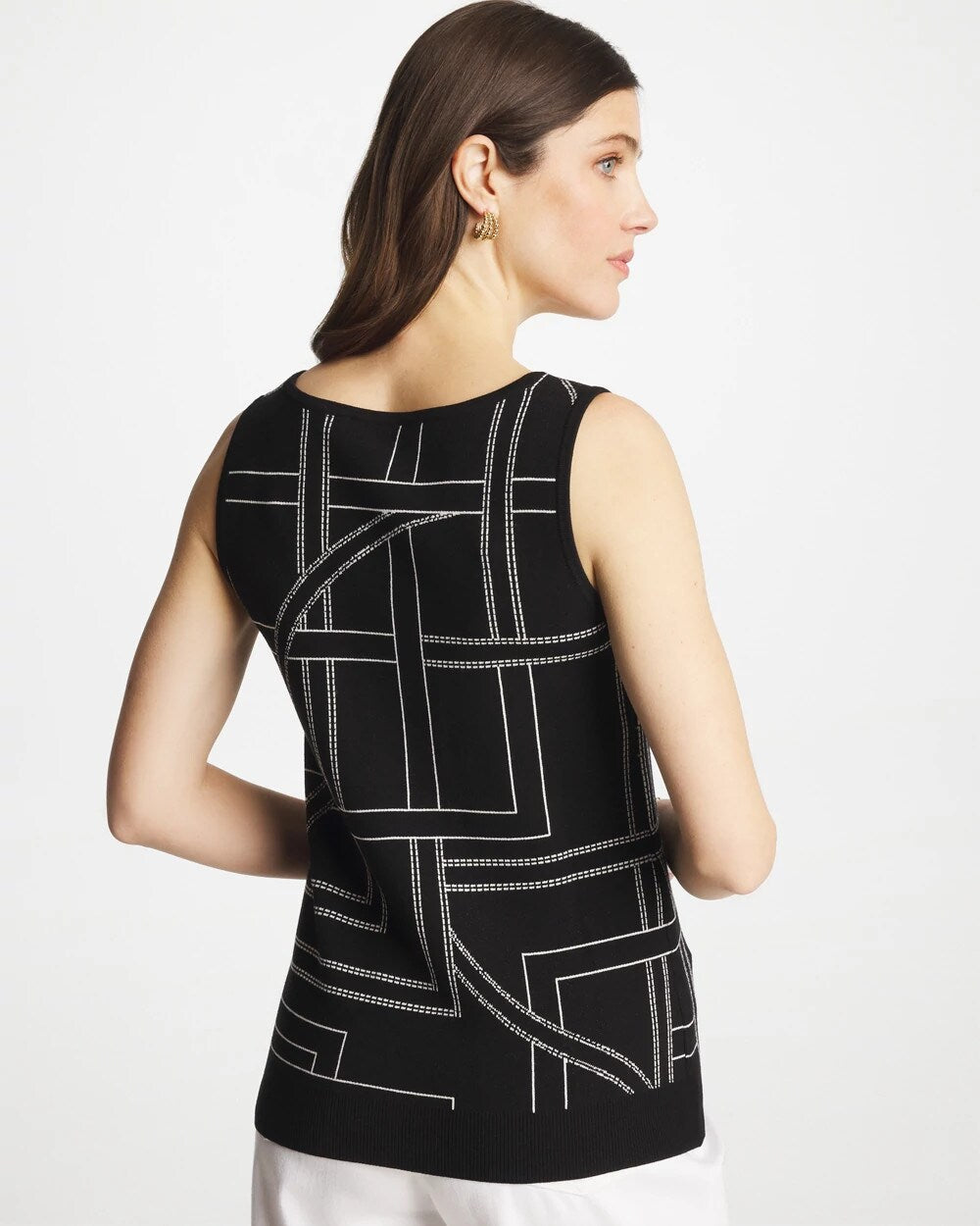 Chico's | Ella Graphic Scoopneck Tank/ Black