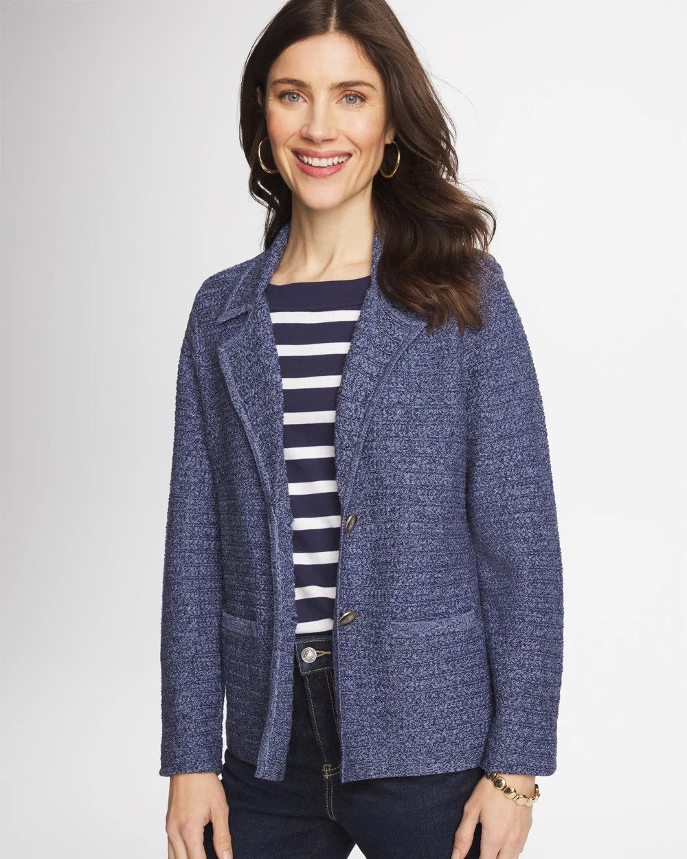 Chico's | Denim Inspired Textured Cardigan/ Medium Denim