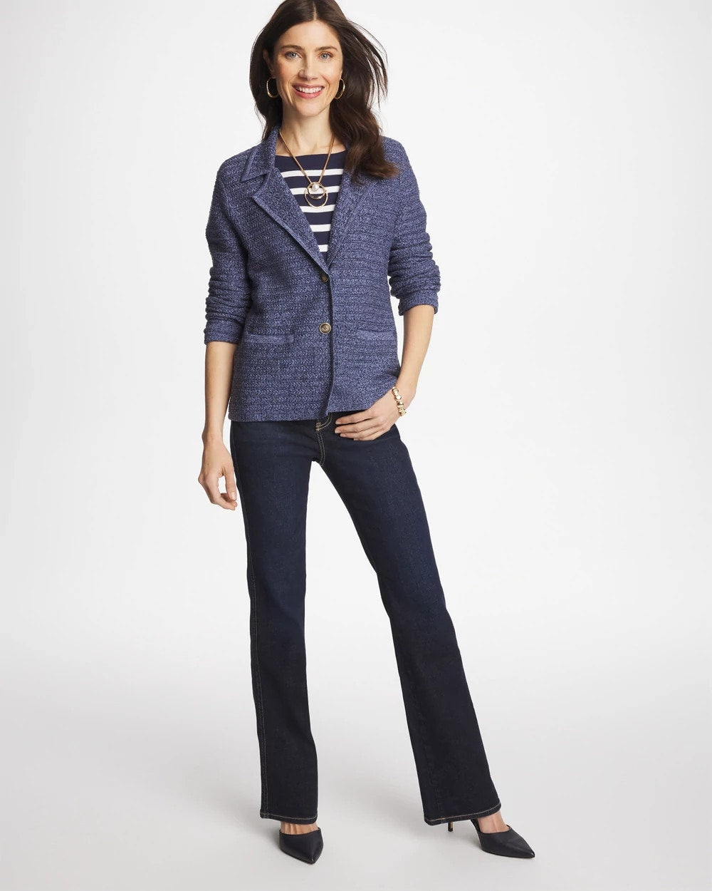 Chico's | Denim Inspired Textured Cardigan/ Medium Denim