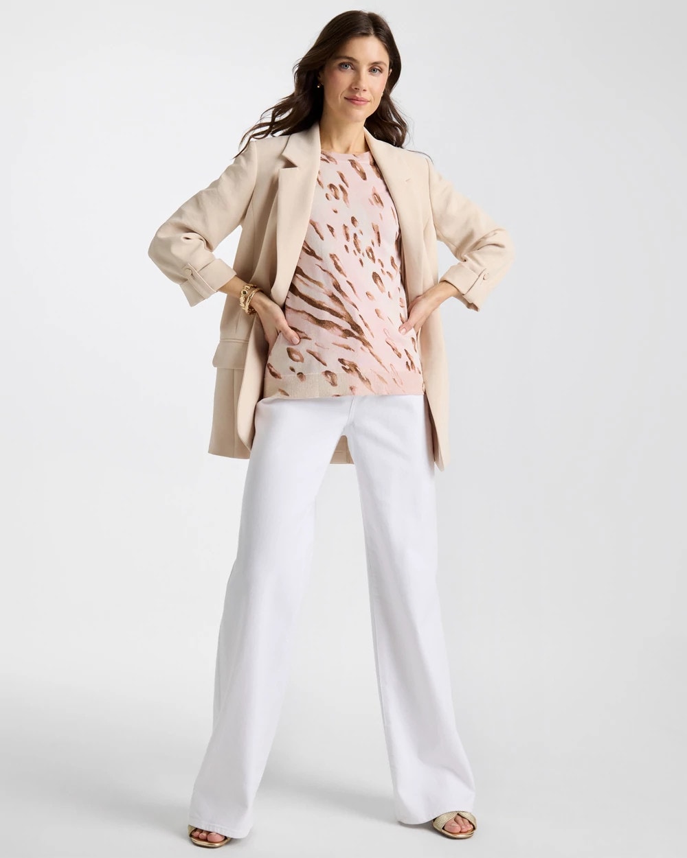 Chico's | Ella Crewneck Metallic Pullover Sweater/ Sweet Blossom