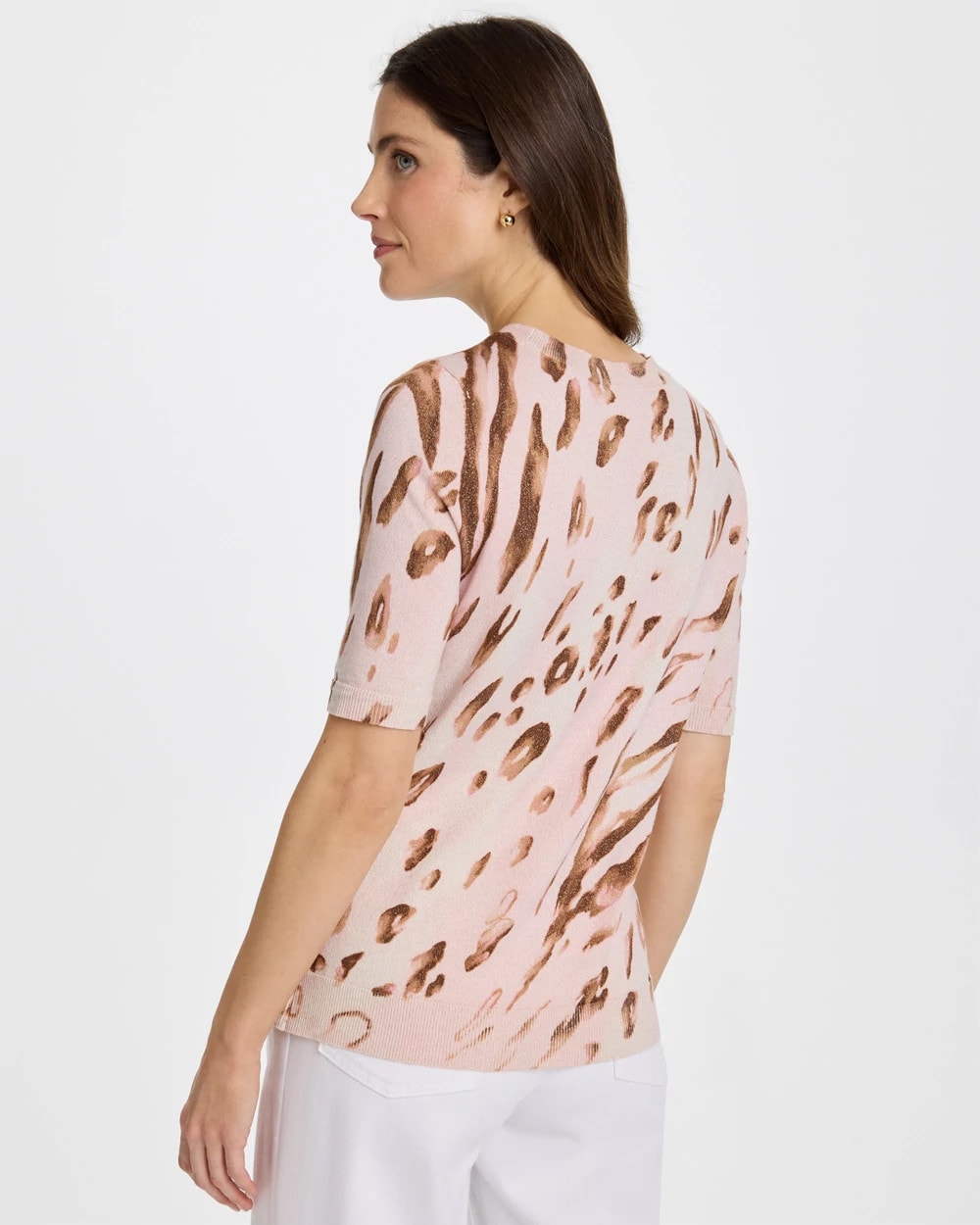 Chico's | Ella Crewneck Metallic Pullover Sweater/ Sweet Blossom