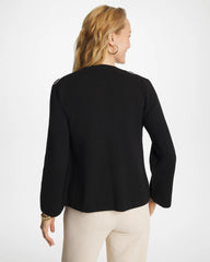 Chico's | Embroidered Crewneck Cardigan Jacket/ Black