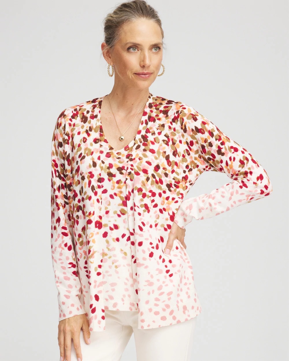Chico's | Ombré Printed V-Neck Cardigan/ Multi