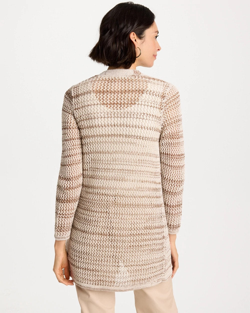 Chico's | Pointelle Metallic Cardigan/ Cattail Brown