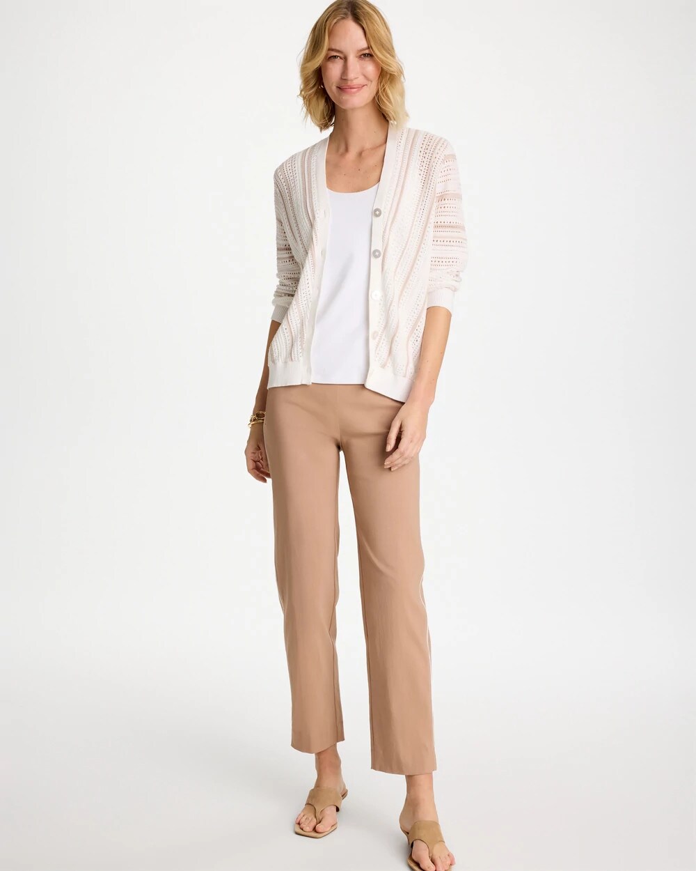 Chico's | Striped Stitchy Cardigan/ Alabaster