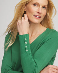 Chico's | Ella V-Neck Pullover Sweater/ Jardin Green