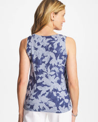 Chico's | Ella Floral Scoopneck Tank/ Blue