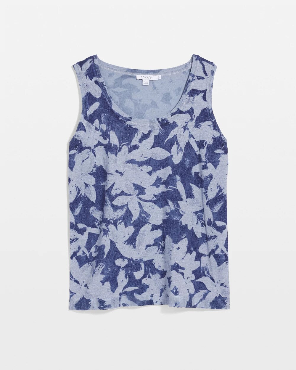 Chico's | Ella Floral Scoopneck Tank/ Blue
