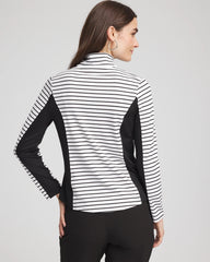 Chico's | Zenergy® UPF Striped Block Half Zip/ Black