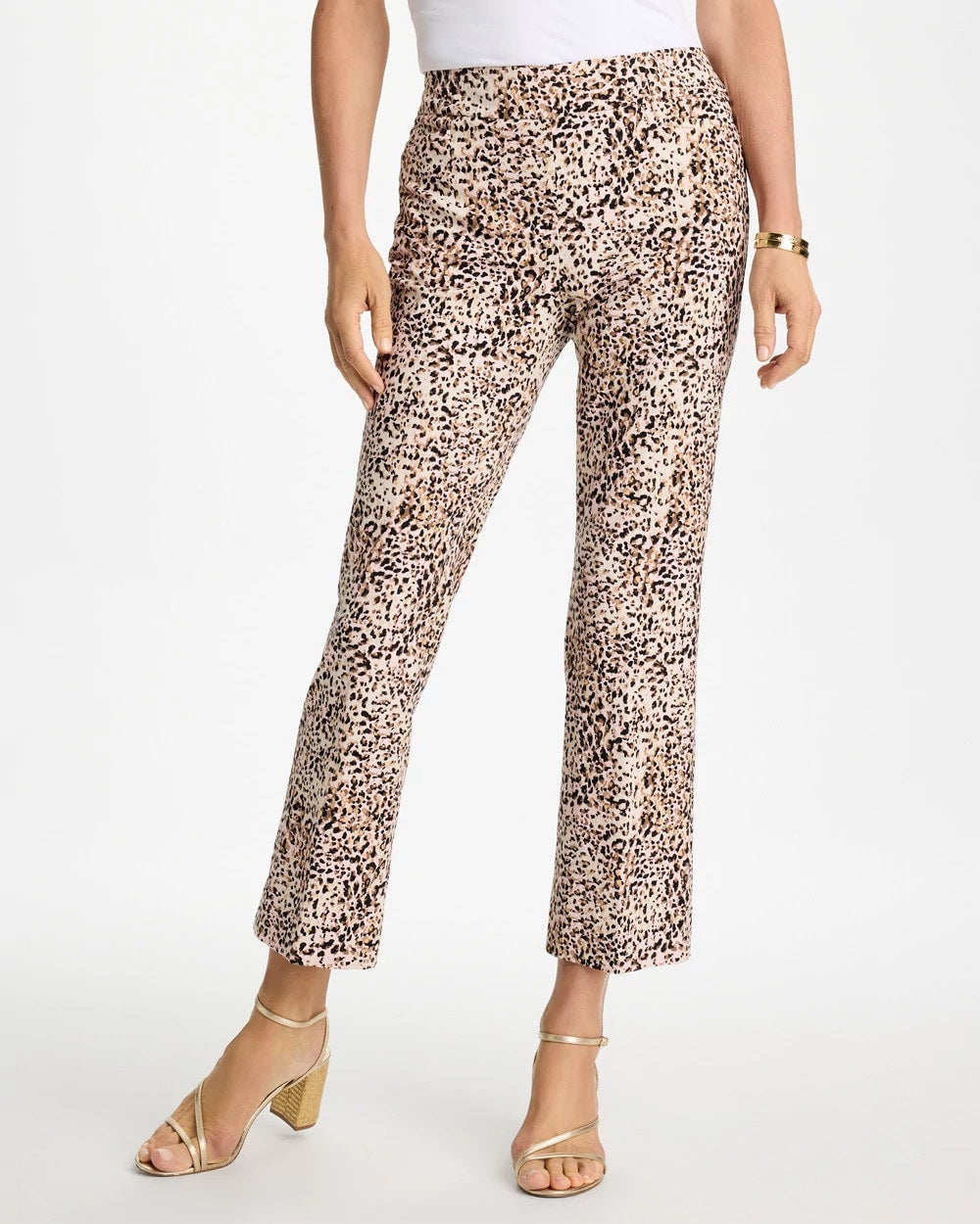 Chico's | Brigitte™ Animal Print Crop Flare Pants/ Pale Sand