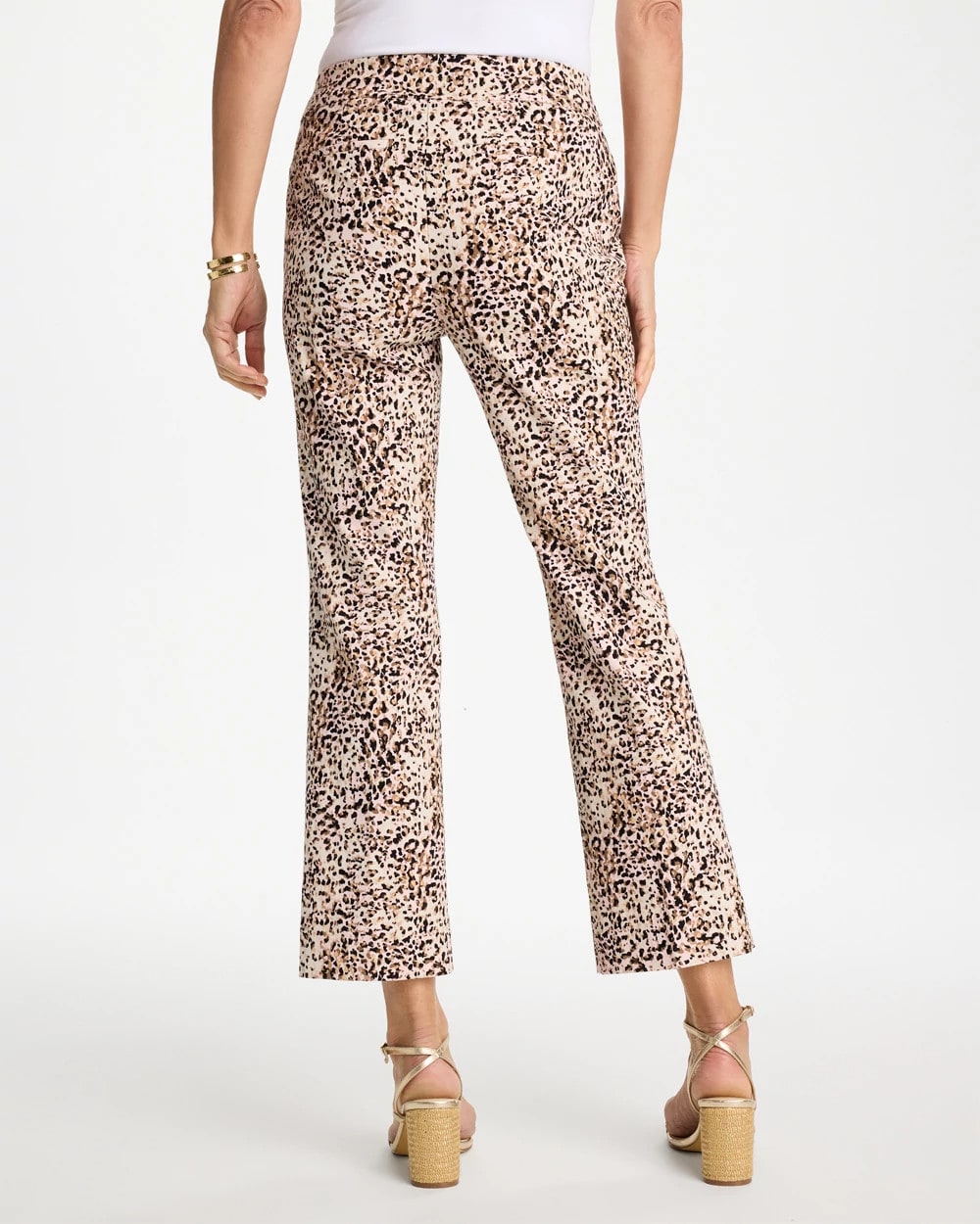 Chico's | Brigitte™ Animal Print Crop Flare Pants/ Pale Sand