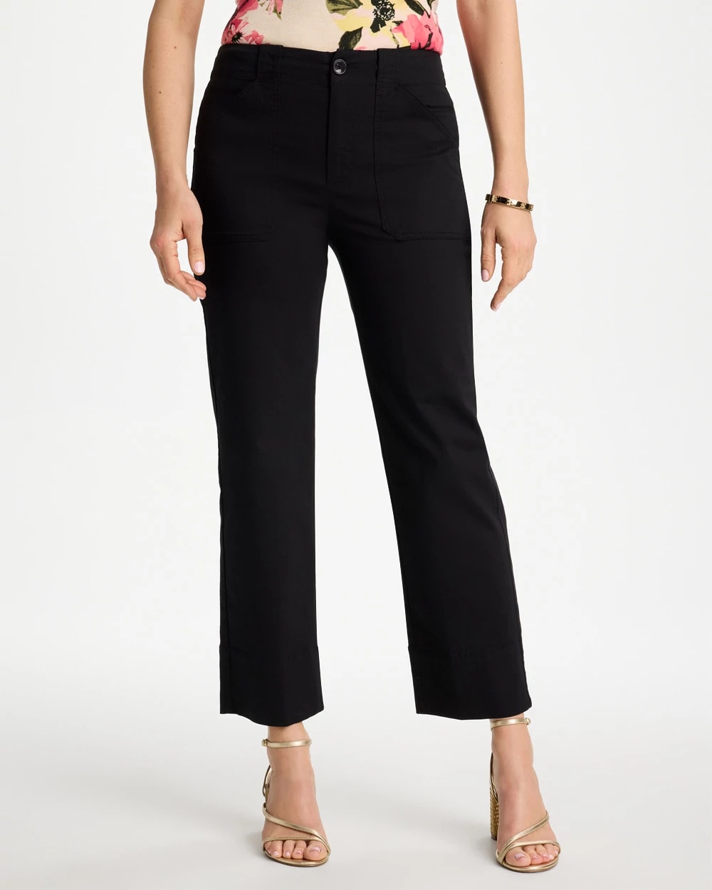 Chico's | High Hem Straight Crop Pants/ Black