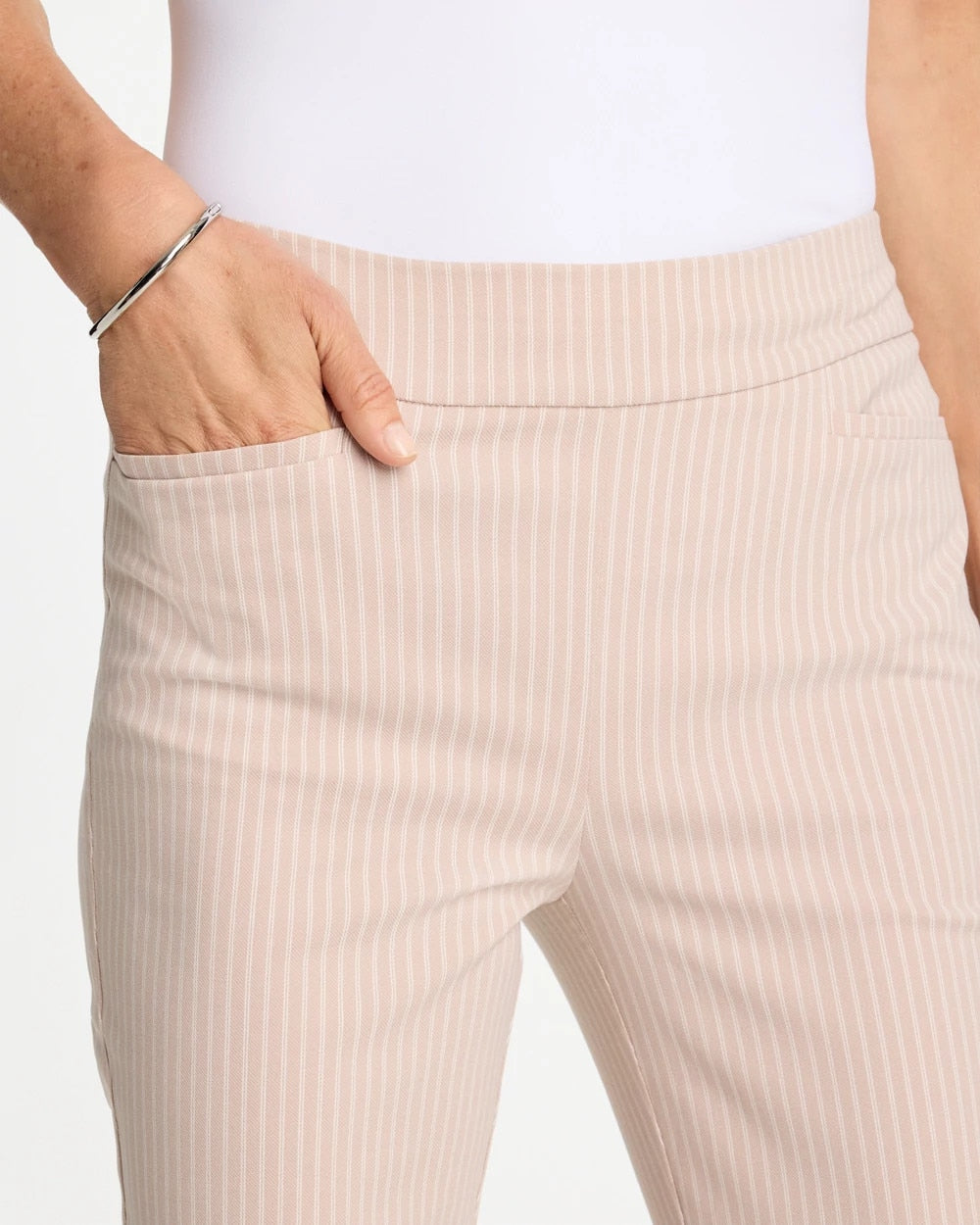 Chico's | Brigitte™ Slim Twill Stripe Neutral Crop/ Neutral