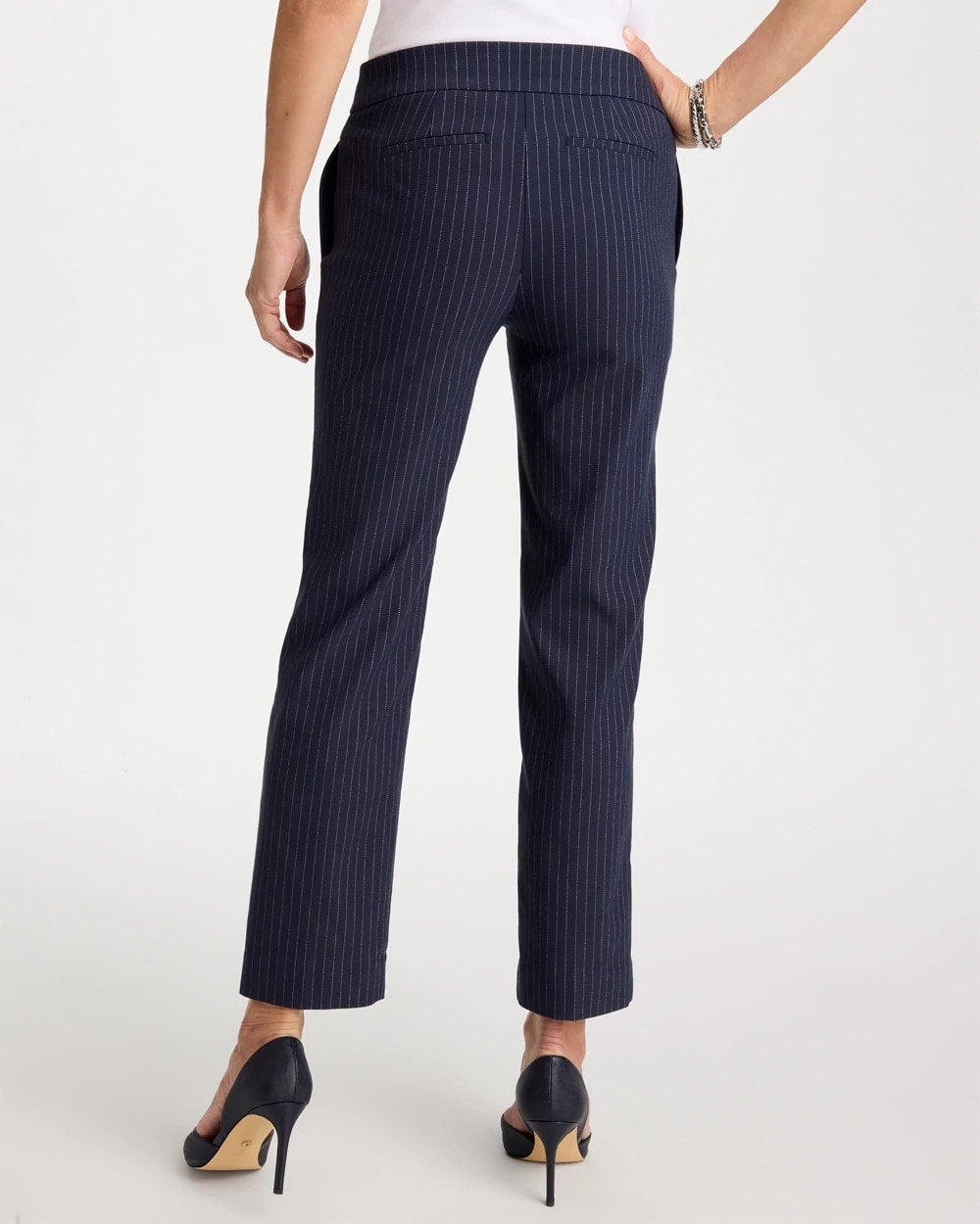 Chico's | Brigitte™ Straight Pinstripe Cropped Pants/ Navy