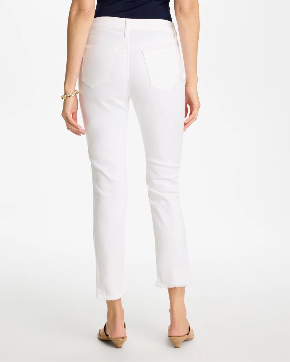 Chico's | No-Stain Girlfriend Frayed Ankle Jeans/ Alabaster