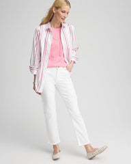 Chico's | Girlfriend Frayed Cropped No Stain Jeans/ Alabaster