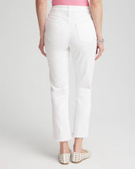 Chico's | Girlfriend Frayed Cropped No Stain Jeans/ Alabaster