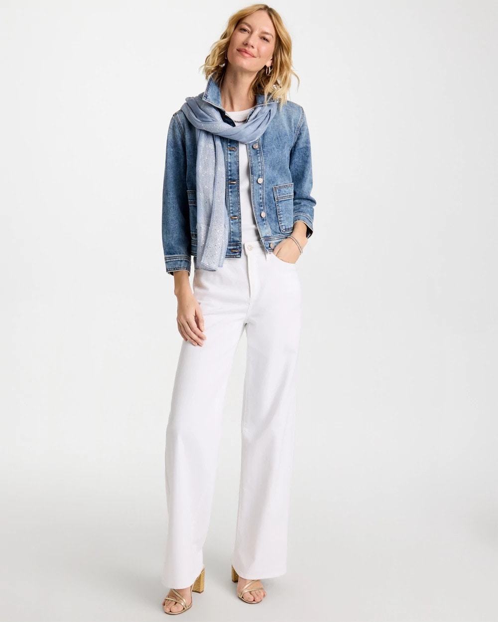 Chico's | Denim Cropped Trucker Jacket/ Sakura Indigo