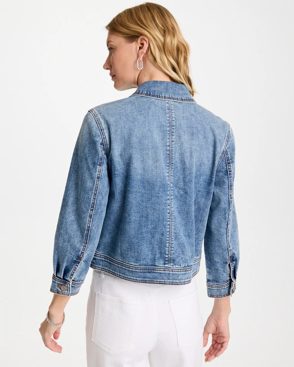 Chico's | Denim Cropped Trucker Jacket/ Sakura Indigo
