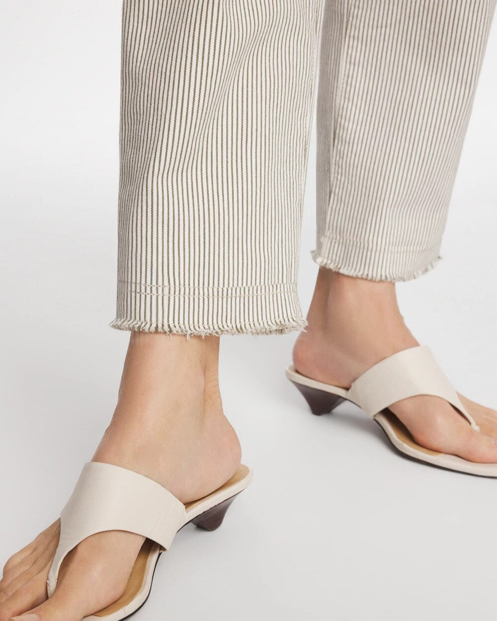 Chico's | Stripe Girlfriend Straight Ankle Jeans/ Lichen