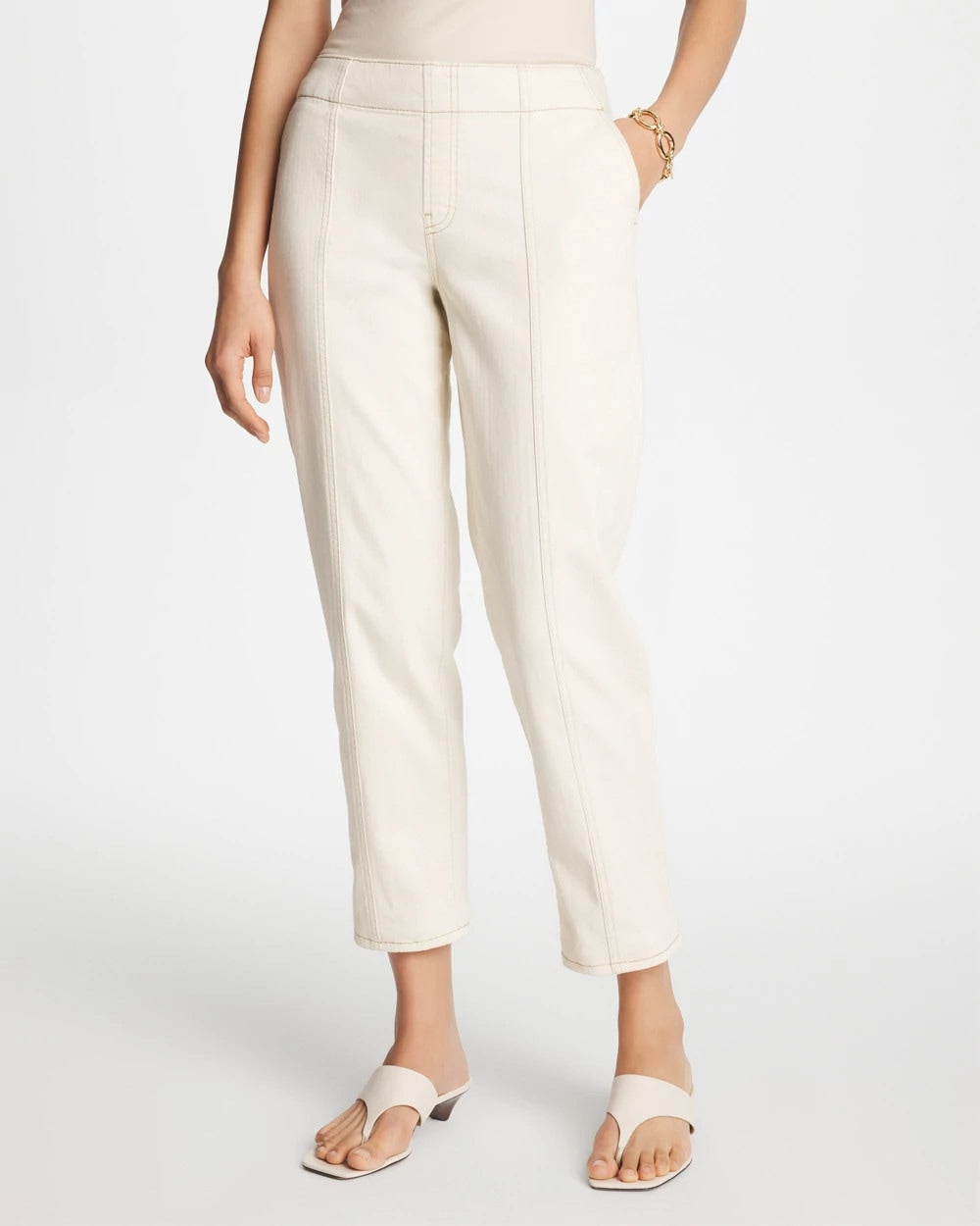 Chico's | Pull-On Boyfriend Utility Cropped Jeans/ Natural Seeded