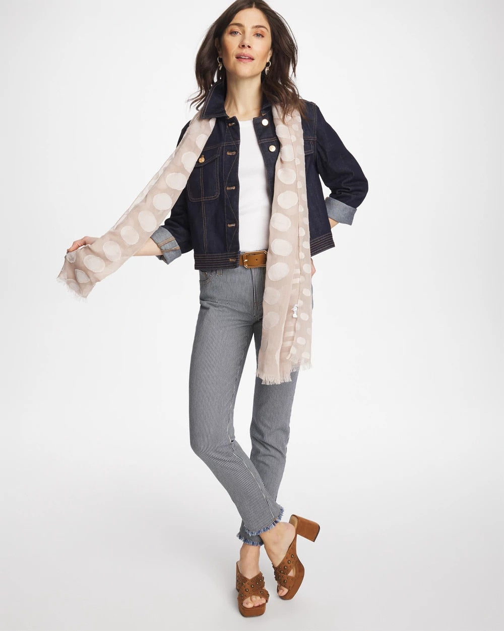 Chico's | Pinnacle Stripe Girlfriend Ankle Jeans/ Denim