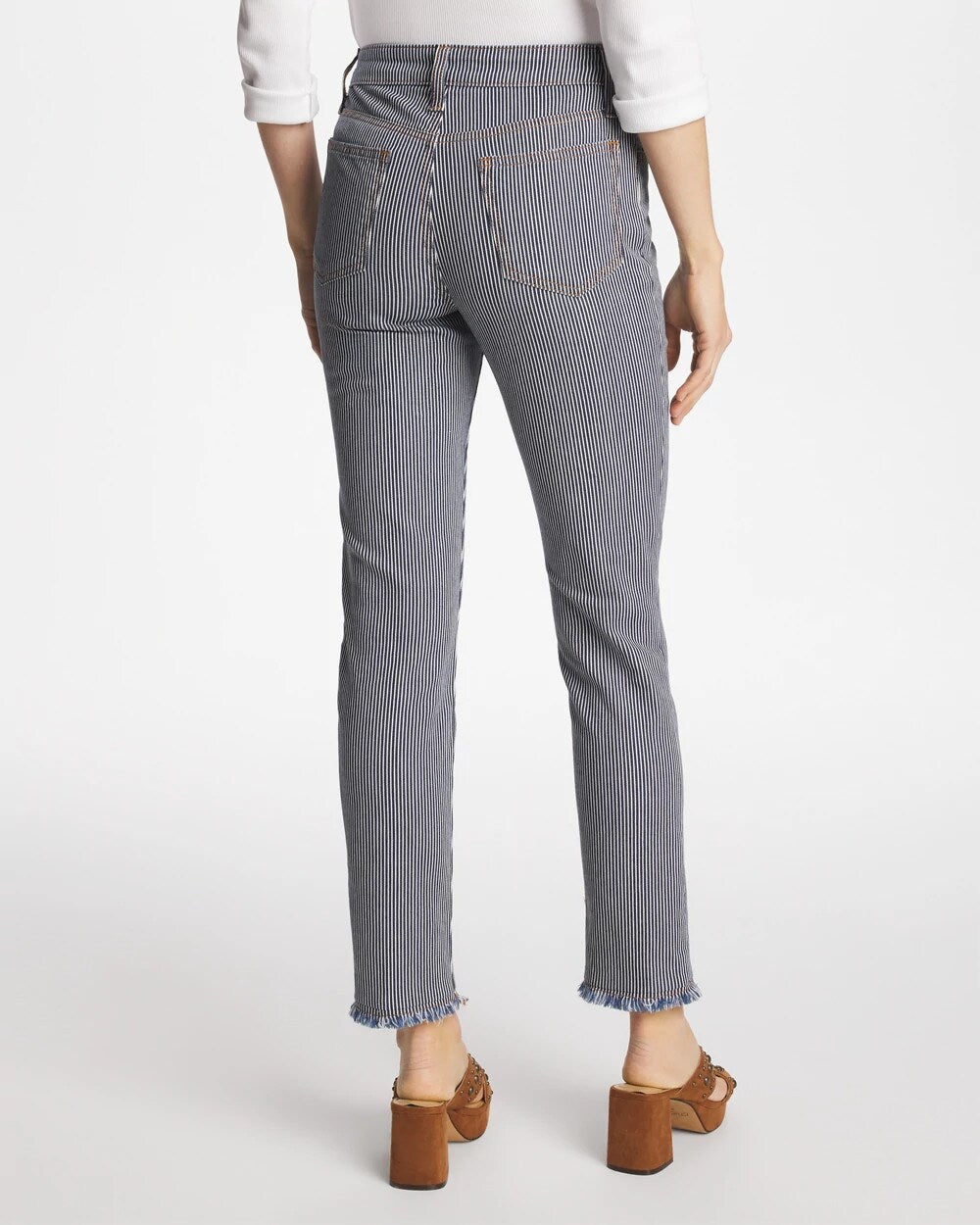 Chico's | Pinnacle Stripe Girlfriend Ankle Jeans/ Denim