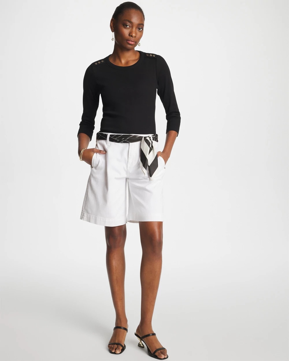 Chico's | Denim Trouser Shorts/ Alabaster