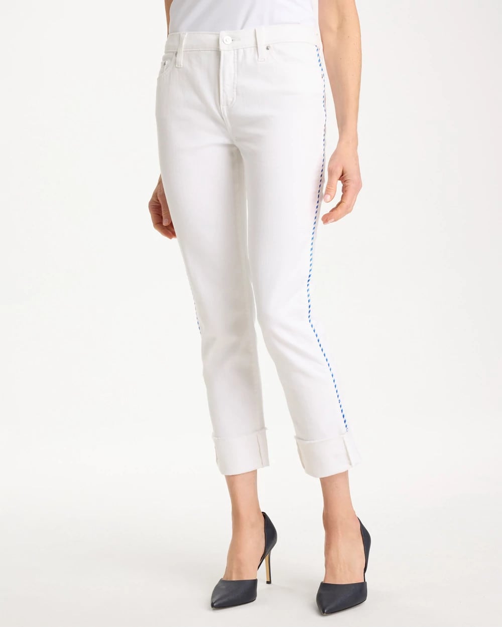 Chico's | Girlfriend Roll Cuff Crop Jeans/ Alabaster