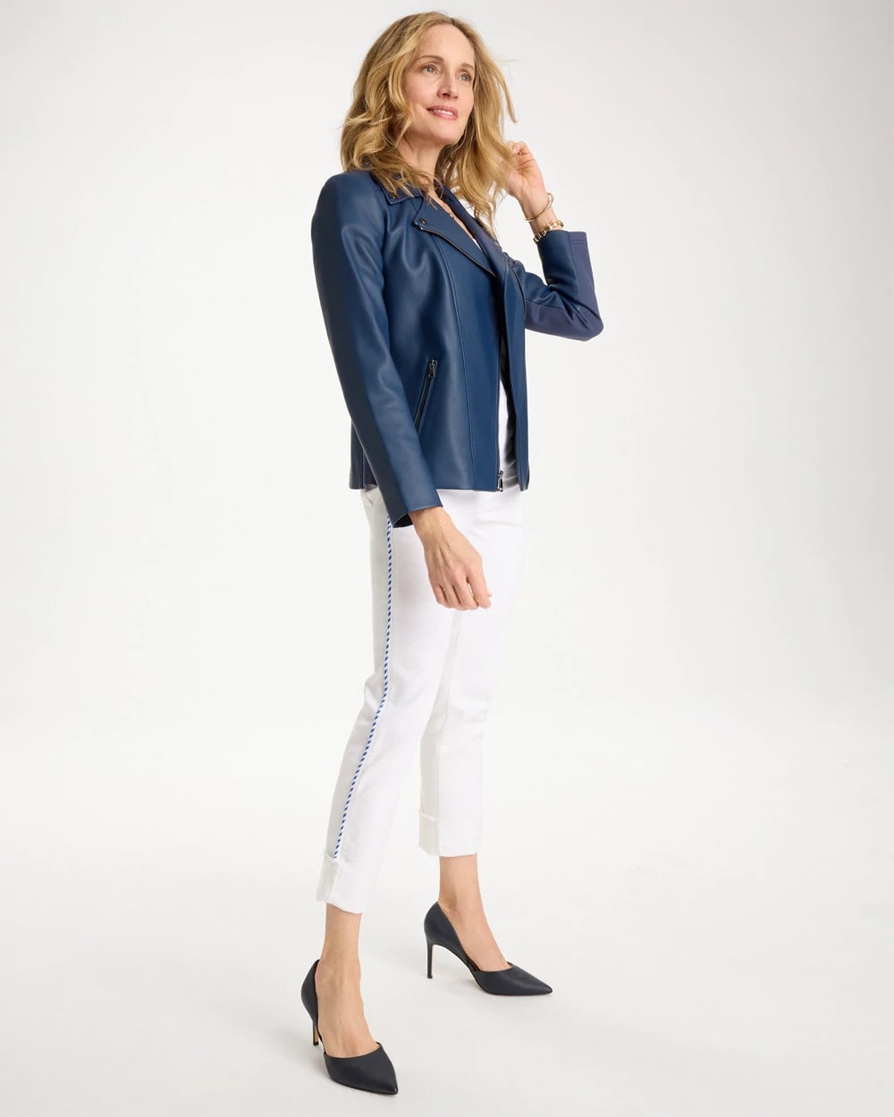 Chico's | Girlfriend Roll Cuff Crop Jeans/ Alabaster