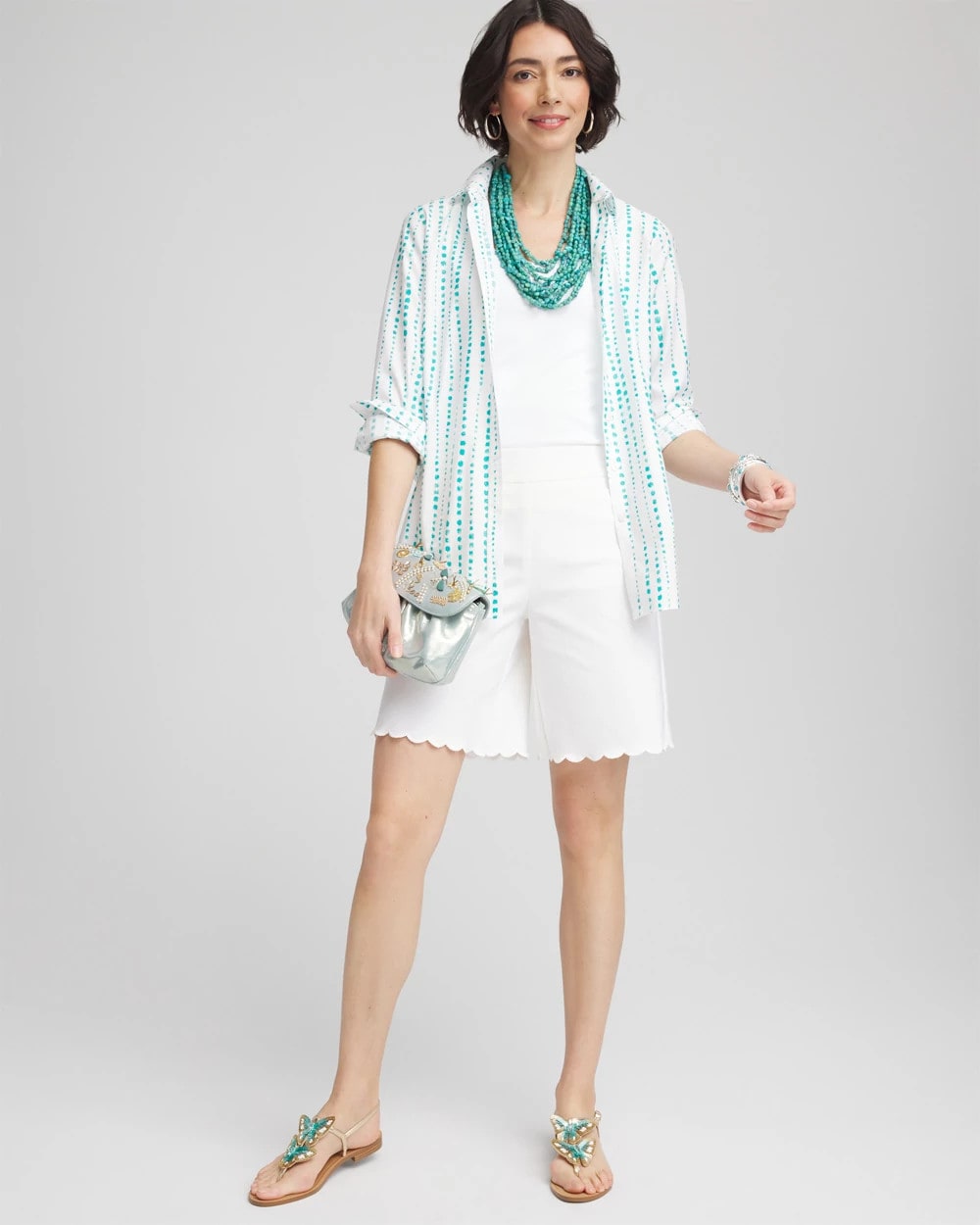 Chico's | Brigitte™ Pull-On Scallop-Hem Shorts/ Alabaster