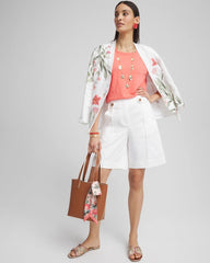Chico's | Sateen Tab-Front A-line Shorts/ Alabaster