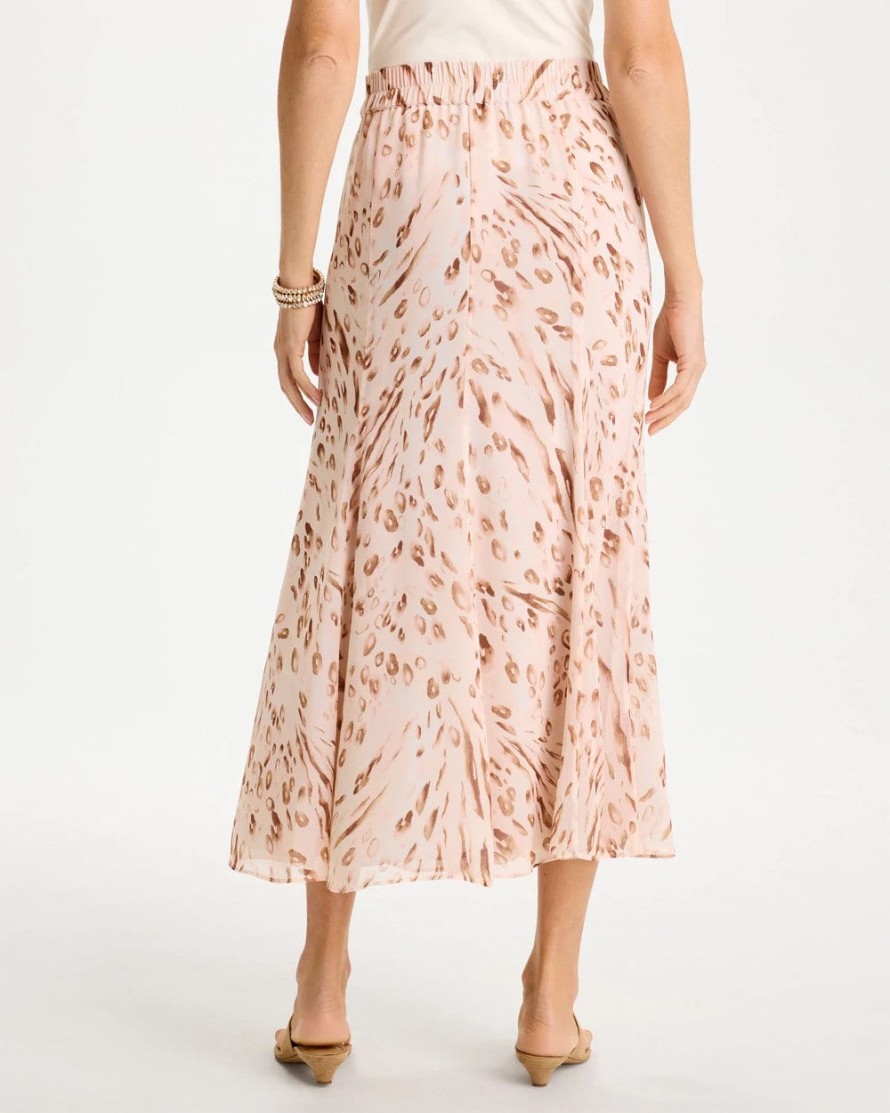 Chico's | Cheetah Pull-On Godet Skirt/ Sweet Blossom