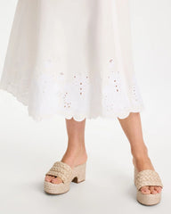 Chico's | Alabaster Twill Embroidered Hem Skirt/ Alabaster