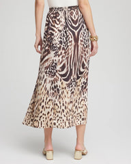 Chico's | Animal Bengal Marks Faux Satin Skirt/ Black