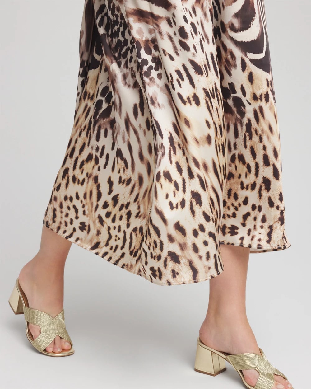 Chico's | Animal Bengal Marks Faux Satin Skirt/ Black