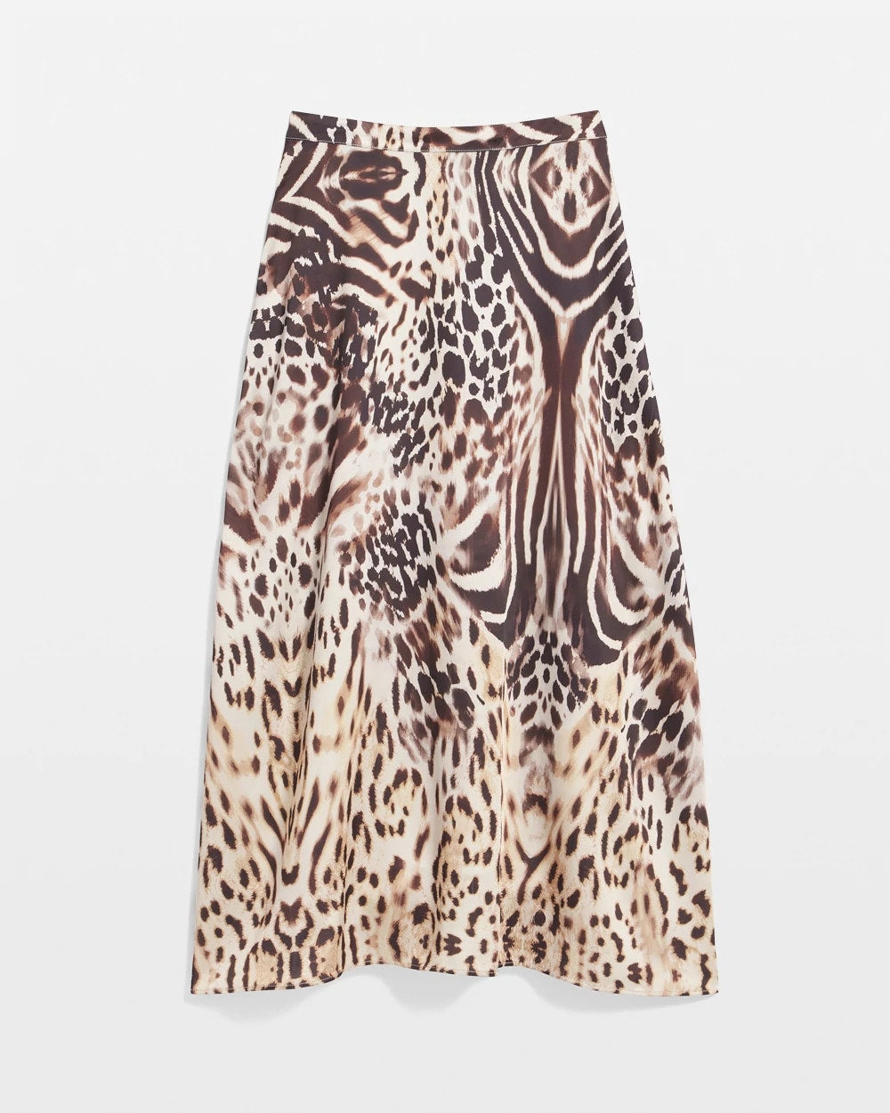 Chico's | Animal Bengal Marks Faux Satin Skirt/ Black