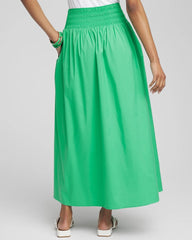 Chico's | Poplin Smocked Waist Skirt/ Grassy Green