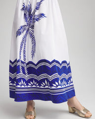 Chico's | Tropical Smocked Waist Pull-On Skirt/ Alabaster