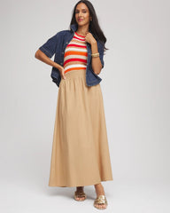 Chico's | Smocked Pull-On Midi Skirt/ Cafe Aroma