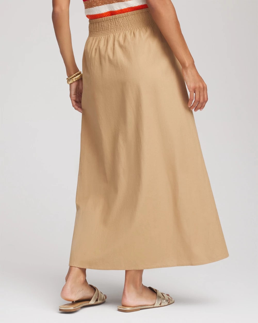 Chico's | Smocked Pull-On Midi Skirt/ Cafe Aroma