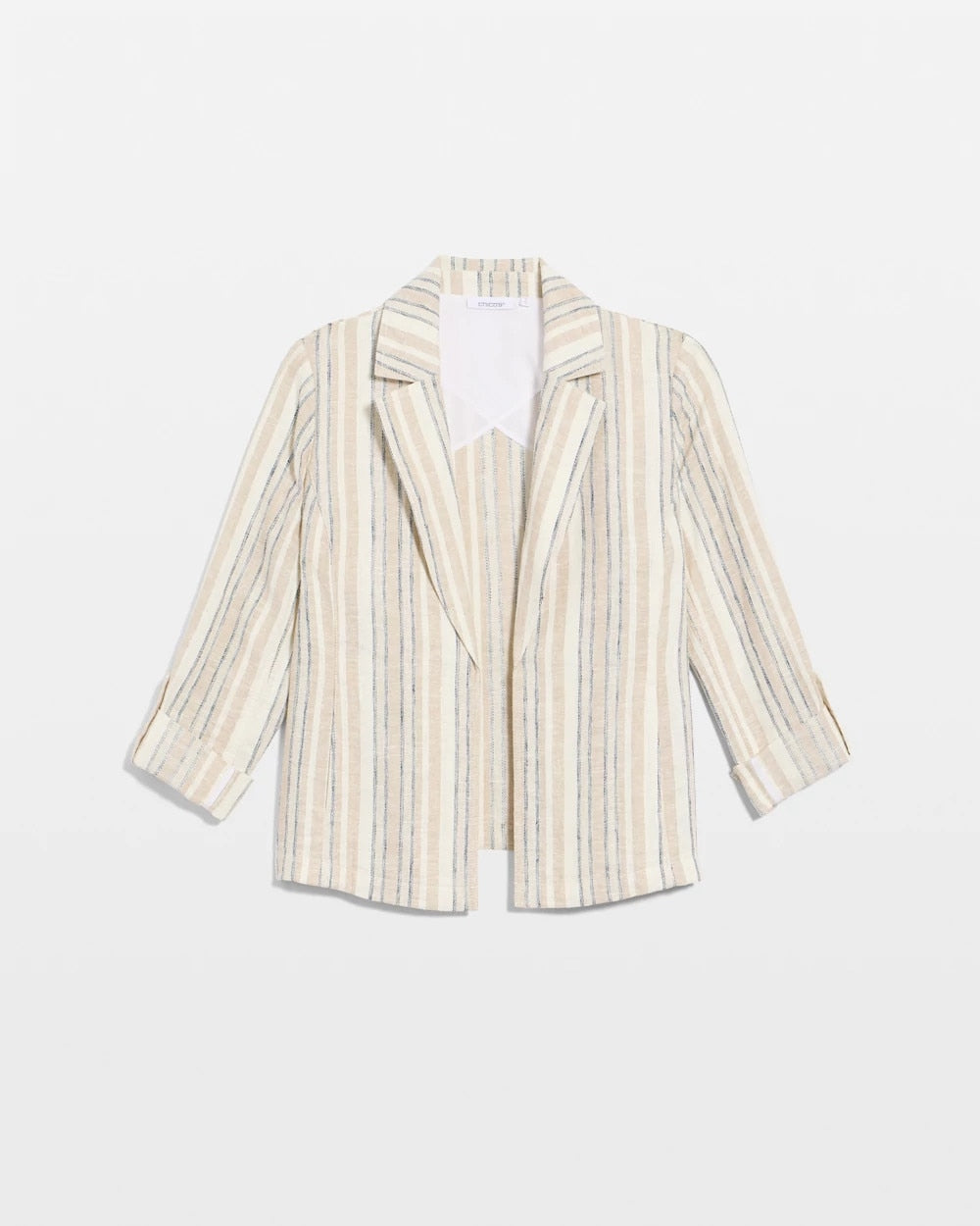 Chico's | Striped Linen Roll Sleeve Blazer/ Neutral