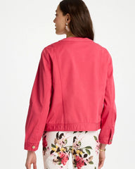 Chico's | Collarless Twill Box Jacket/ Hot Honeysuckle