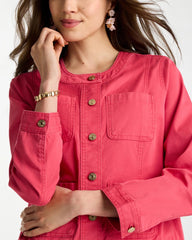 Chico's | Collarless Twill Box Jacket/ Hot Honeysuckle