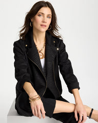 Chico's | Embossed Knit Moto Jacket/ Black