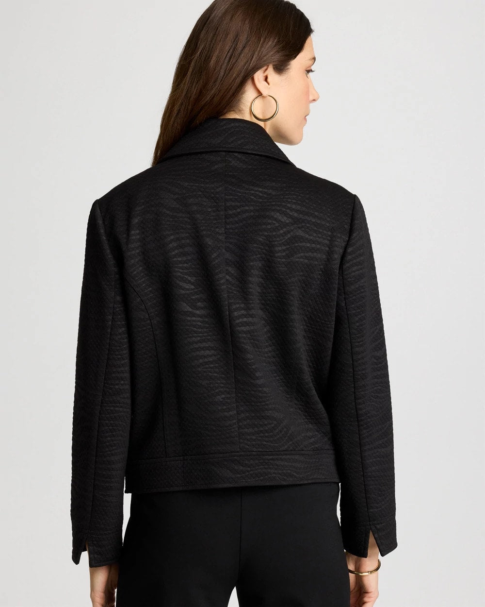 Chico's | Embossed Knit Moto Jacket/ Black