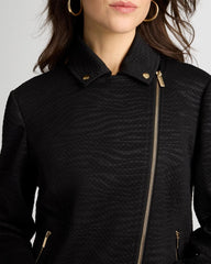 Chico's | Embossed Knit Moto Jacket/ Black