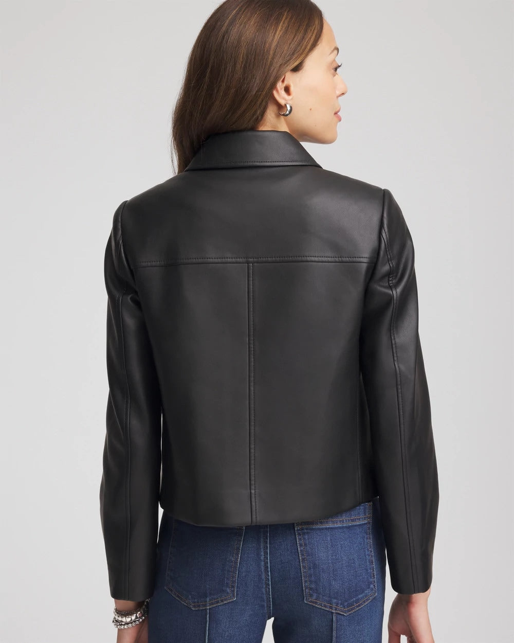 Chico's | Faux Leather Zip-Front Jacket/ Black
