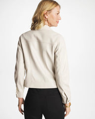 Chico's | Faux Leather Trucker Jacket/ White Truffle