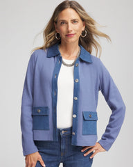 Chico's | Denim Colorblock Marl Shirt Jacket/ Blue Lotus